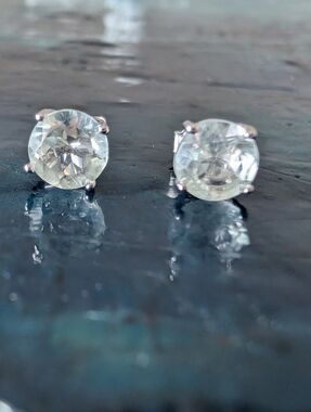 Genuine Natural Goshenite Stud Earrings in Sterling Silver